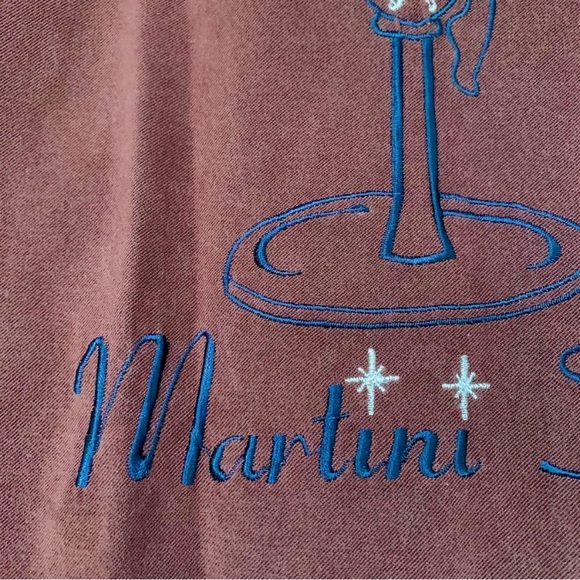 Vintage “Martini Time" embroidered brown ultra suede S/S party shirt- XXL - Picture 8 of 13